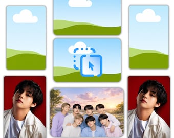 Modello di photocard Kpop modificabile su Canva, modello di photocard Kpop, photocard di idol stampabile, modello carino per PC Kpop, trascina e rilascia
