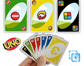 Modello di gioco di carte in stile UNO per Canva, modello di carte da gioco modificabile, design di giochi di carte personalizzato, biglietti per feste stampabili, modello di biglietti con foto