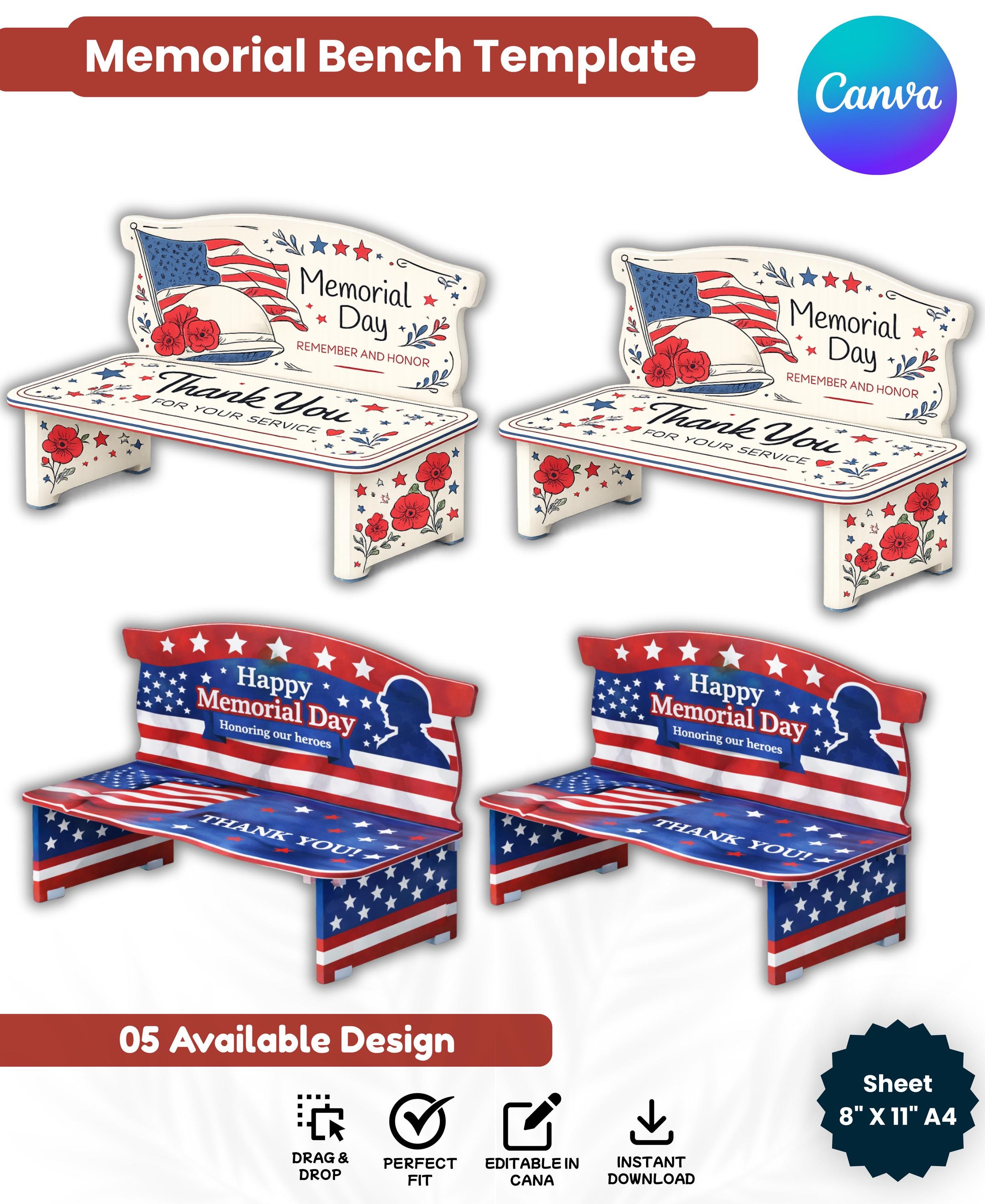 Memorial Bench Template Canva, Editable Bench Template, Printable DIY ...