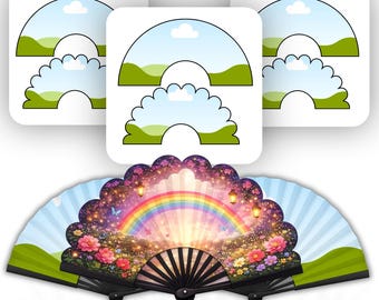 Modello Canva per ventaglio Clack, modello per sublimazione di ventaglio pieghevole, pacchetto di design per ventaglio a mano, modello Canva modificabile per ventaglio, design personalizzato per ventaglio per eventi