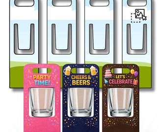 Modello per porta bicchierini da shot, modello modificabile per bomboniere su Canva, porta bicchierini da shot stampabile, bomboniera per feste di compleanno, regalo fai da te per feste