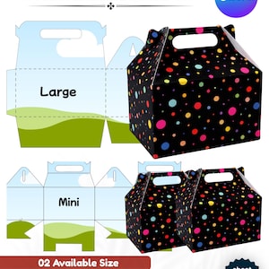 Giebel Box Vorlage Bundle, bearbeitbare Canva Favor Box Vorlage, druckbare Giebel Geschenkbox, Party Favor Verpackungsvorlage, DIY Leckerli Box