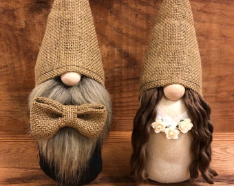 Gnome Bride and Groom - Engagement Gift - Wedding Gift