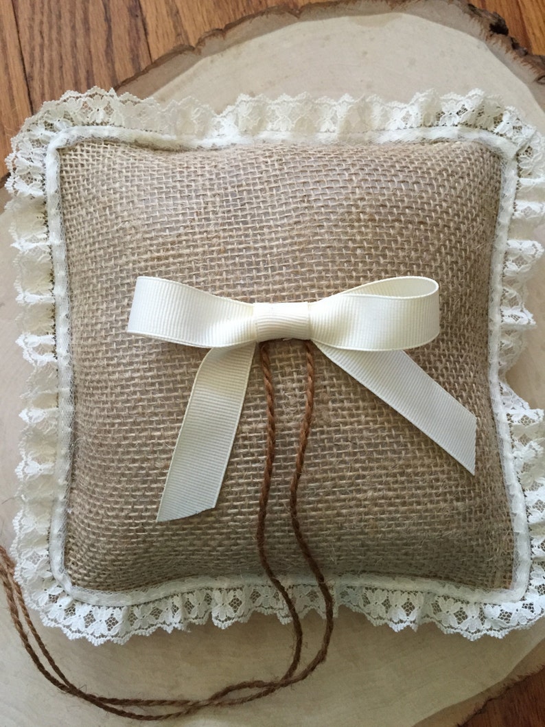 Burlap with Lace Trim Ring Bearer Pillow Rustic Ring Bearer Etsy