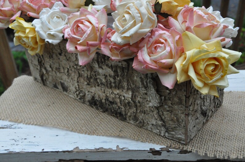 Rustic Birch Bark Covered Planter Box Woodland Planter Etsy