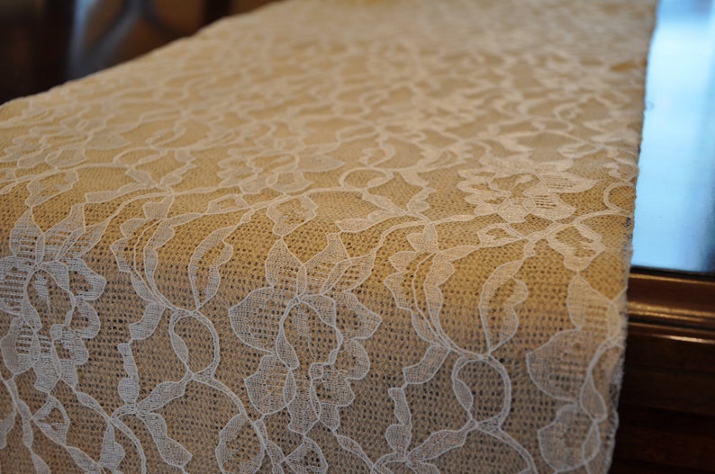 Burlap and Lace Table Runner 8' Custom Made Table Etsy