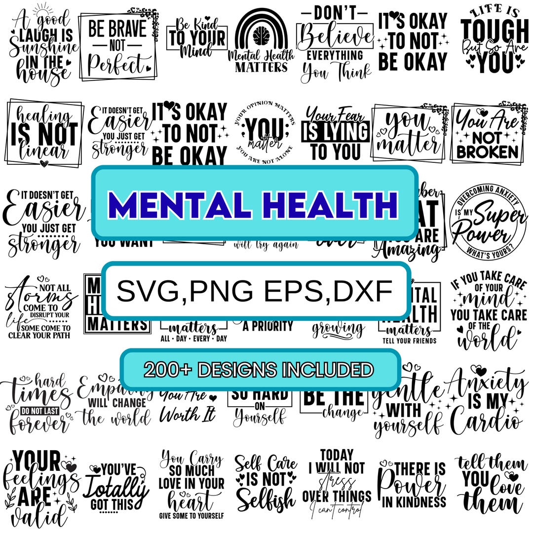 Mental Health SVG Bundle, Healing SVG, Self Care, Mental Health PNG ...