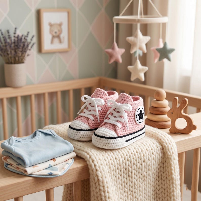 Crochet Baby Sneakers Pattern PDF | Newborn Booties, 0-9 Months ...