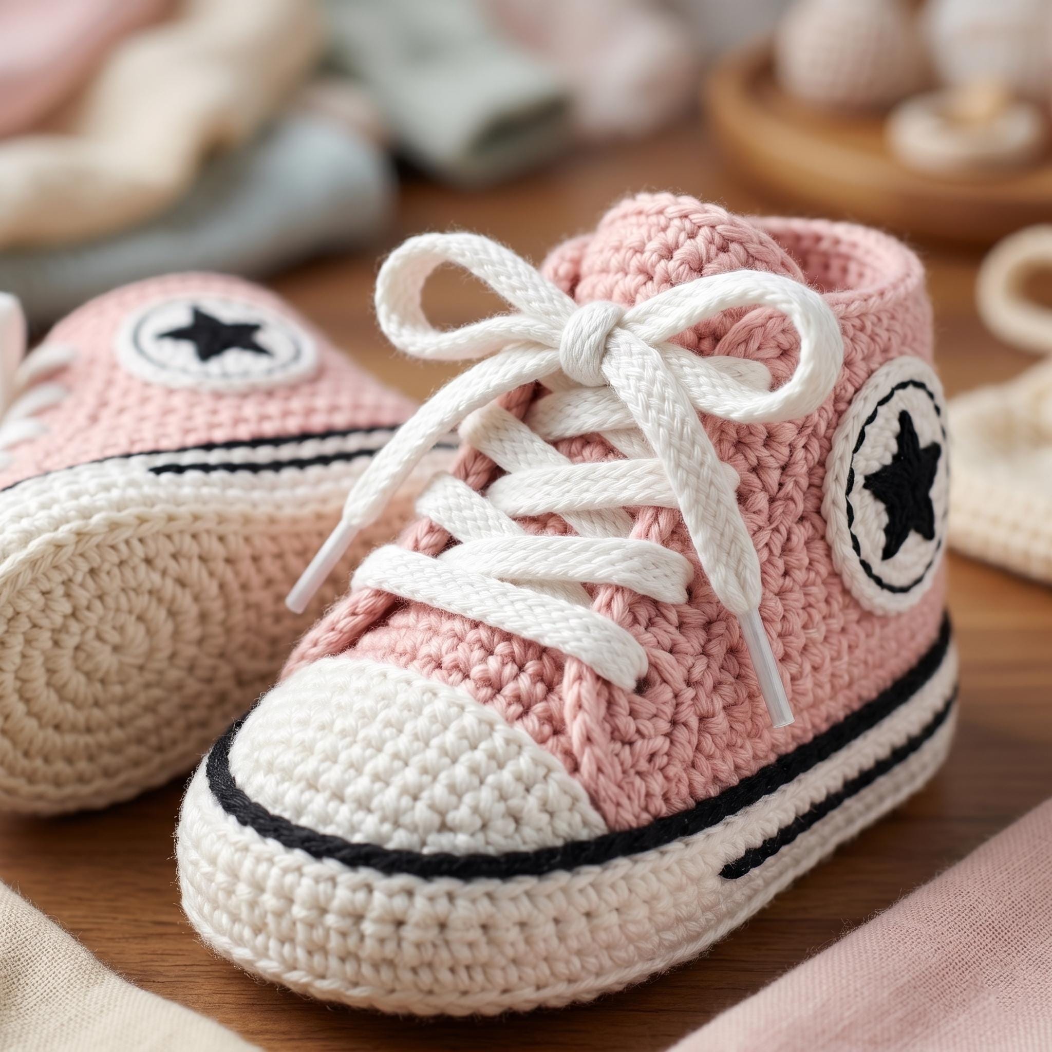 Crochet Baby Sneakers Pattern PDF | Newborn Booties, 0-9 Months ...