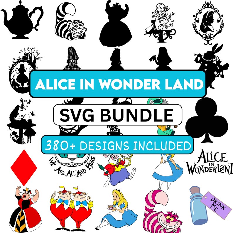 Alice in Wonderland SVG PNG Bundle, Queen of Hearts, Mad Hatter ...