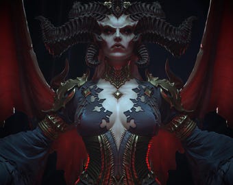 Figura de resina de Lilith de Diablo IV / Estatua de arte de fantasía oscura (sin pintar o pintada a mano)