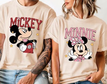 Mickey Minnie Disney Couple Shirt, Cute Disney Matching Tee, Mickey Minnie Cartoon Shirt, Disney Couple Outfit, Disney Trip Matching Shirt