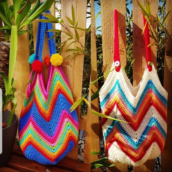 crochet chevron bag PATTERN, available as an instant PDF download