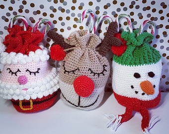 crochet Christmas candy bag PATTERN, written in English and is available as an instant PDF digital download