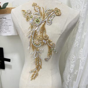 Golden Dragon applique for Wedding Gown, Party Dress, Bodice Gown, Couture Design, Garments Sewing 1 pcs