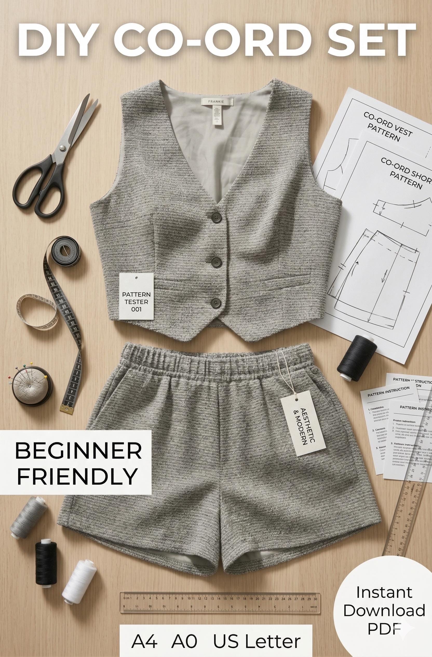 Two Piece Co Ord Sewing Pattern, Trendy Summer Lounge Set (digital ...