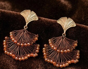 Artisanal Woven Copper Wire Earrings | Handmade Vintage Jewelry Earrings | Gold Plate | Sterling Silver Post | Boho Style | Gift for Her