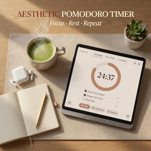 Pomodoro Timer | Study Timer with Ambient Sounds | No App Needed | Browser Based | Digital Download