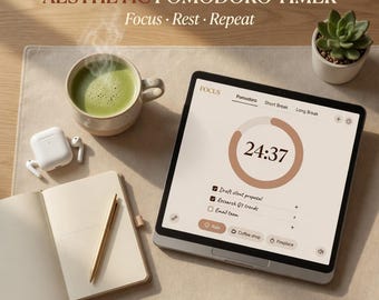Pomodoro Timer | Study Timer with Ambient Sounds | No App Needed | Browser Based | Digital Download