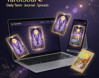 Daily Tarot Web App | Journal & Spreads | No Ads | Works Offline | Single File | Digital Download
