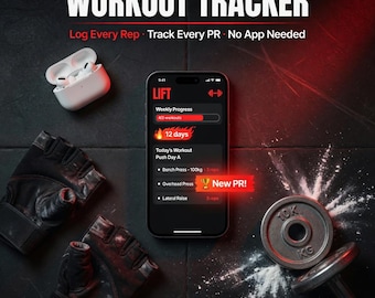 Workout Tracker | Gym Log Strength Progress | No App Needed | Fitness Tracker | Digital Download