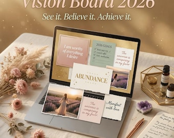 Interactive Vision Board 2026 | Goals Affirmations Gratitude Journal | No App Needed | Digital Download