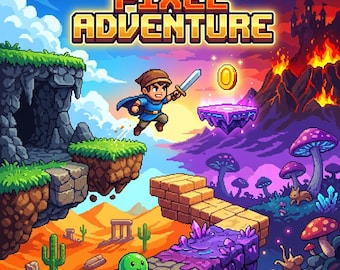 Browser Platformer Game | 5 Level Pixel Adventure | Full Source Code | No Install | Digital Download