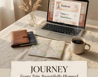 Travel Planner Digital | Trip Itinerary Organizer | Packing List Budget Tracker | No App Needed | Offline