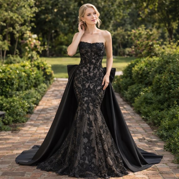 off shoulder gothic dress Unconventional Black Gothic Velvet Lace Embroidery Wedding Dress Off Shoulder Long Sleeve Corset Luxury Dress Plus Size