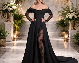 Schwarzes Abendkleid, Schulterfrei, Abendkleid, Abendkleid-Schnittmuster, PDF-Schnittmuster