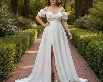 Customized Plus Size Wedding Dress, Bridal Gown, Elegant Curvy Bride Outfit, Tailored Ceremony