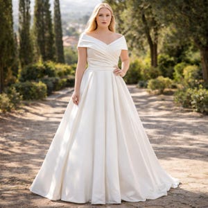 Übergröße funkelndes Boho Brautkleid, Schulterfrei, Brautkleid mit V-Ausschnitt, Geschenk nach Maß
