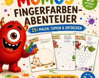 Finger paint templates for children (PDF) | 25 interactive pictures for ages 2-3 | Painting, dabbing, learning colors | Kindergarten activity