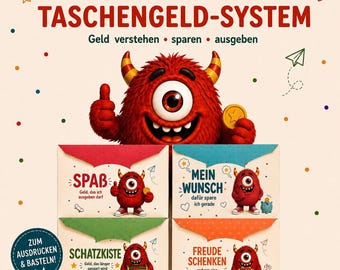 Printable pocket money system for kids | Learn to save money | Savings envelopes & savings goals | Financial education for children | Digital download