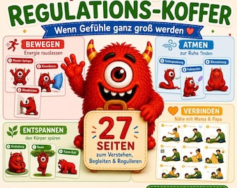 Emotion Regulation for Children (PDF) | Feeling Cards & Regulation Exercises | Co-Regulation | Understanding the Nervous System | Guiding Emotions | 27 Pages