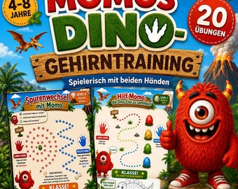 Dinosaur worksheets for children aged 4-8 | Concentration & fine motor skills exercises | Preschool learning games PDF | Hand-eye coordination