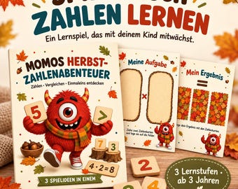 Learning Numbers 1-10 | Preschool Worksheets PDF | 20 Learning Games for Kindergarten | Writing Numbers, Counting & Quantities | Instant Download