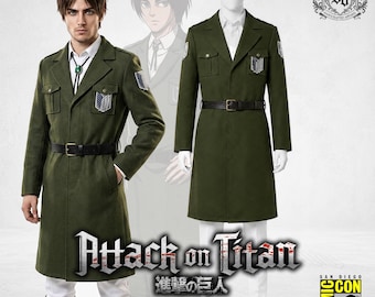 Eren Cosplay Wollmantel Komplettes Outfit | Anime Militäruniform Set in Grün mit Hemd, Hose und Gürtel | Maßgeschneiderter Anzug des Aufklärungstrupps