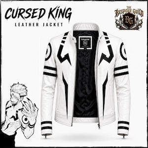 Sukuna Cursed King Leather Jacket | Anime Unisex Cosplay Costume Coat | Dark Fantasy King Streetwear