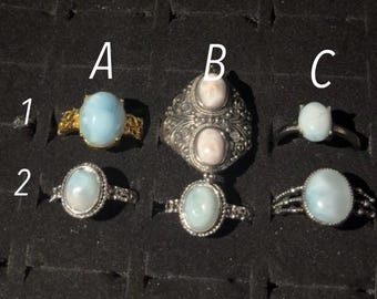 Larimar Crystal Ring | Adjustable Ring | Natural Gemstone