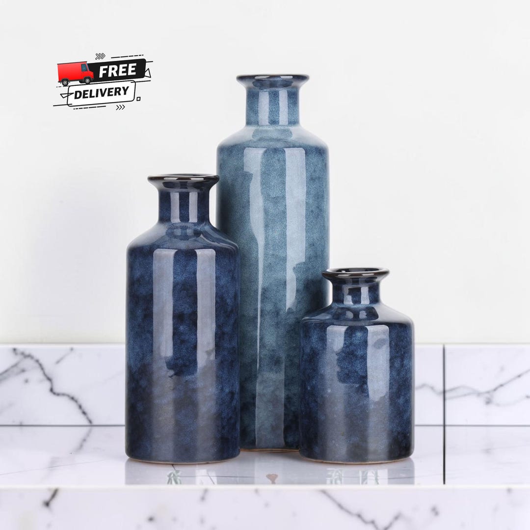Ceramic Vase Set of 3 Small Farmhouse Vases Modern Rustic Home Decor ...