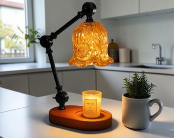 Kerzenwärmer Lampe dimmbar einstellbar, Wachs Schmelzer Lampe Holz Basis Wohnkultur Geschenk