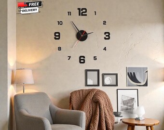 3D DIY Frameless Silent Wall Clock Decor