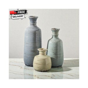 ceramic vase set of 3 farmhouse decor neutral tones, rustic boho pampas vases for home styling, decorative vases with handle for shelf decor, modern farmhouse vase set for table centerpiece, terracotta vases for dried flowers and pampas grass, neutral ceramic vases for entryway table decor, flower vases set for living room shelf styling, boho chic ceramic vase set minimalist decor, rustic clay vases for home decoration ideas, decorative pampas vases for mantel styling, aesthetic neutral vases