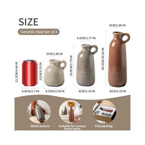 ceramic vase set of 3 farmhouse decor neutral tones, rustic boho pampas vases for home styling, decorative vases with handle for shelf decor, modern farmhouse vase set for table centerpiece, terracotta vases for dried flowers and pampas grass, neutral ceramic vases for entryway table decor, flower vases set for living room shelf styling, boho chic ceramic vase set minimalist decor, rustic clay vases for home decoration ideas, decorative pampas vases for mantel styling, aesthetic neutral vases