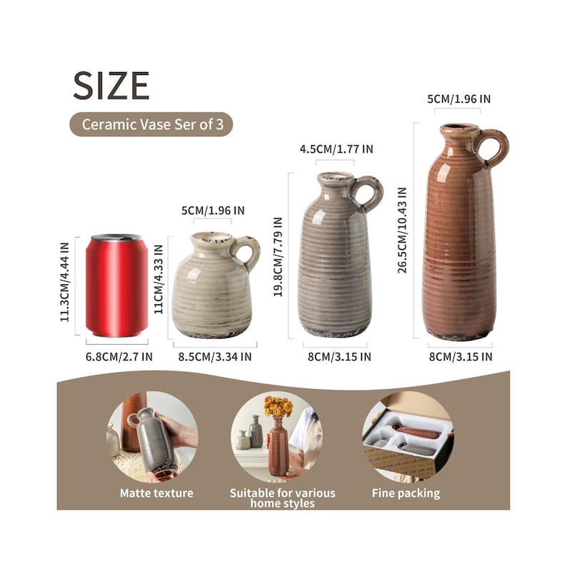 ceramic vase set of 3 farmhouse decor neutral tones, rustic boho pampas vases for home styling, decorative vases with handle for shelf decor, modern farmhouse vase set for table centerpiece, terracotta vases for dried flowers and pampas grass, neutral ceramic vases for entryway table decor, flower vases set for living room shelf styling, boho chic ceramic vase set minimalist decor, rustic clay vases for home decoration ideas, decorative pampas vases for mantel styling, aesthetic neutral vases