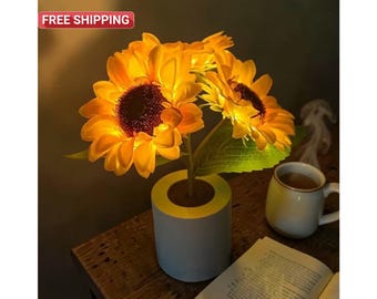 Sunflower LED-Nachtlicht Wiederaufladbare USB Nachttischlampe Warmes Licht Schlafzimmer Dekor