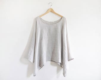 Haut en lin « Jill », taupe