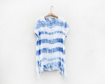 linen/ silk top no 10. blue and white stripes, by Linnesandwolf
