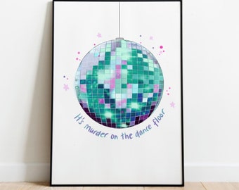 Disco Ball Turquoise A4 Print